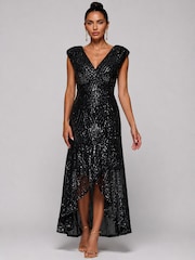 Jolie Moi Sequin Asymmetric Maxi Dress - 6суретінің 5 суреті