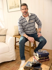 Cotton Traders Grey Heritage Stripe Rugby Shirt - Image 3 of 4