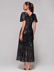 Vestido largo con volantes y lentejuelas de Jolie Moi - Imagen 2 de 6