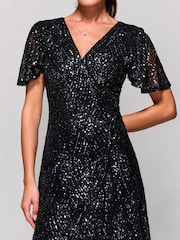 Vestido largo con volantes y lentejuelas de Jolie Moi - Imagen 3 de 6