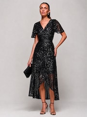 Vestido largo con volantes y lentejuelas de Jolie Moi - Imagen 4 de 6