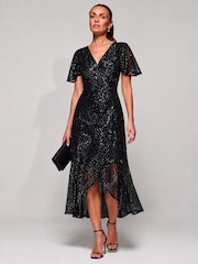Vestido largo con volantes y lentejuelas de Jolie Moi - Imagen 6 de 6