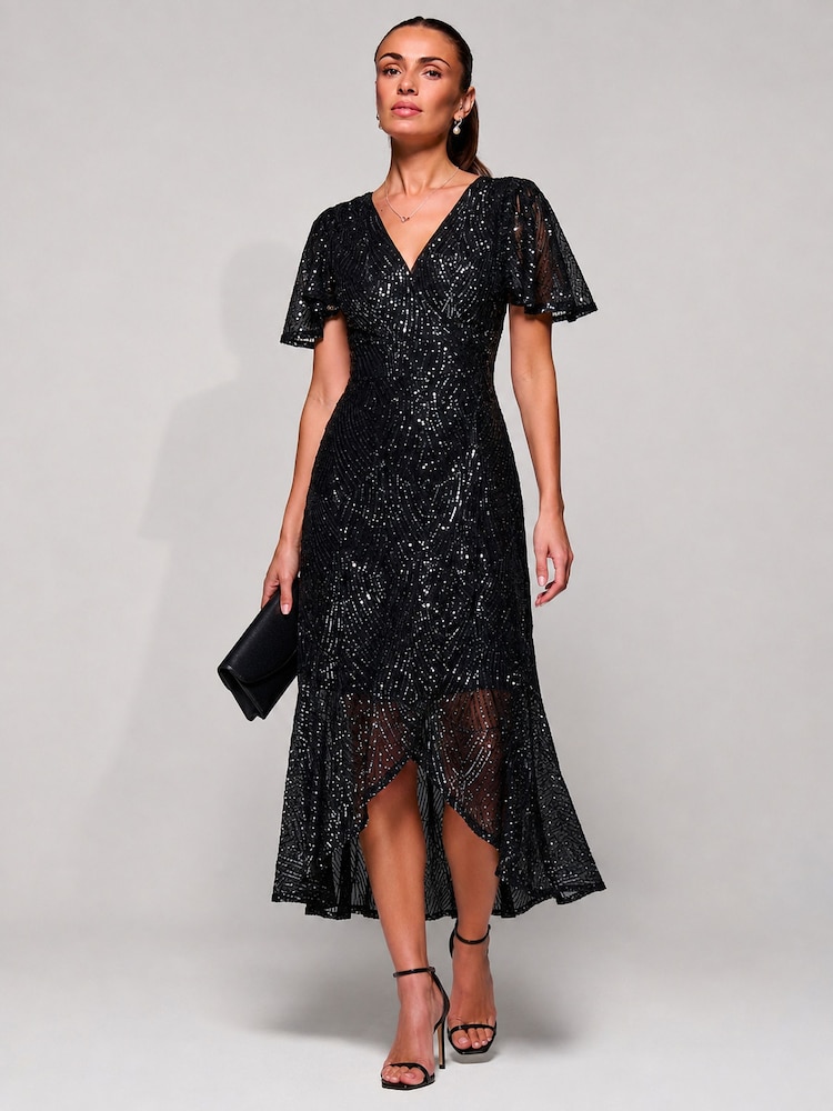 Vestido largo con volantes y lentejuelas de Jolie Moi - Imagen 6 de 6 Vestido largo con volantes y lentejuelas de Jolie Moi - Imagen 6 de 6