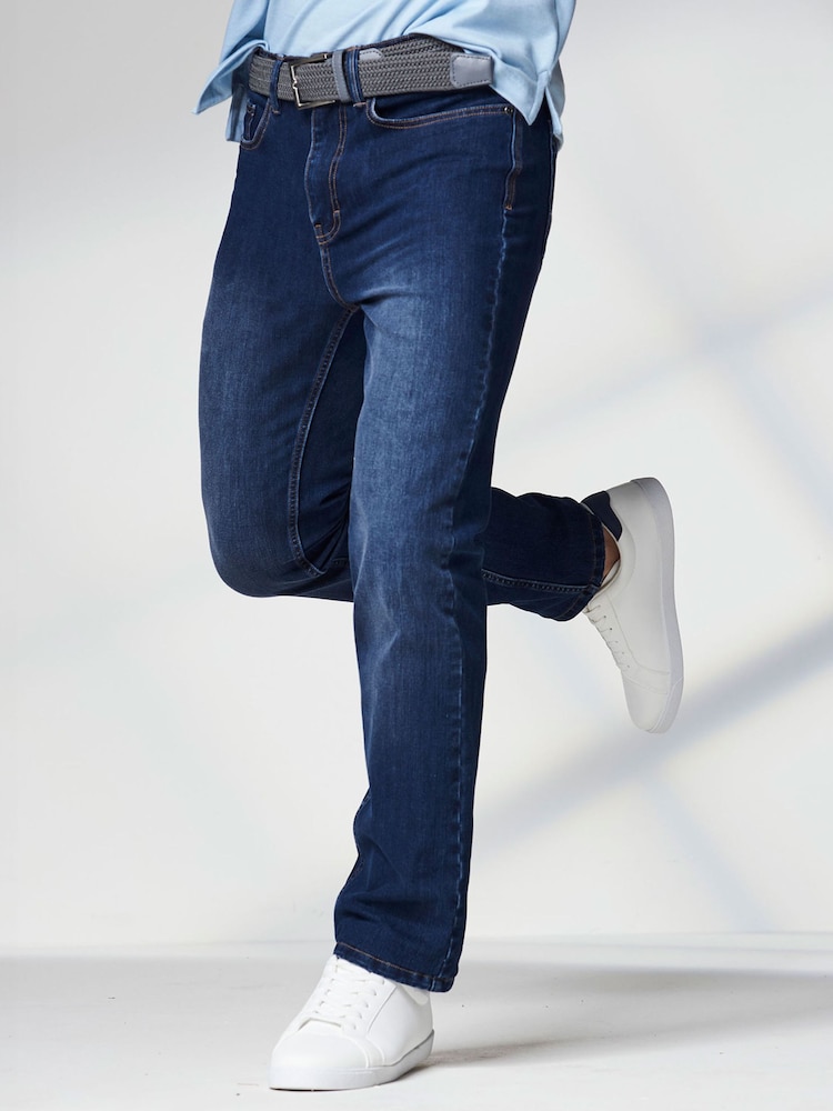 Cotton Traders Blue Ultimate Comfort 4-Way Stretch Straight Fit Jeans 31" - Image 1 of 4 Cotton Traders Blue Ultimate Comfort 4-Way Stretch Straight Fit Jeans 31" - Image 1 of 4
