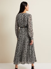 Phase Eight Black Spot Ayana Pleat Midaxi Dress - Image 2 of 7