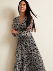 Phase Eight Black Spot Ayana Pleat Midaxi Dress - Image 3 of 7
