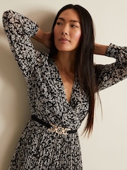 Phase Eight Black Spot Ayana Pleat Midaxi Dress - Image 4 of 7