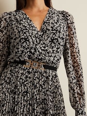 Phase Eight Black Spot Ayana Pleat Midaxi Dress - Image 5 of 7