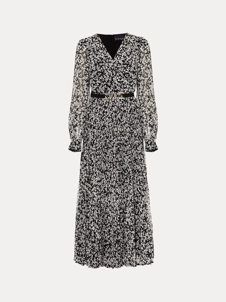 Phase Eight Black Spot Ayana Pleat Midaxi Dress - Image 7 of 7