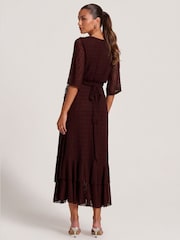 Jolie Moi Brown Ruffle Hem Knitted Maxi Dress - Image 2 of 6
