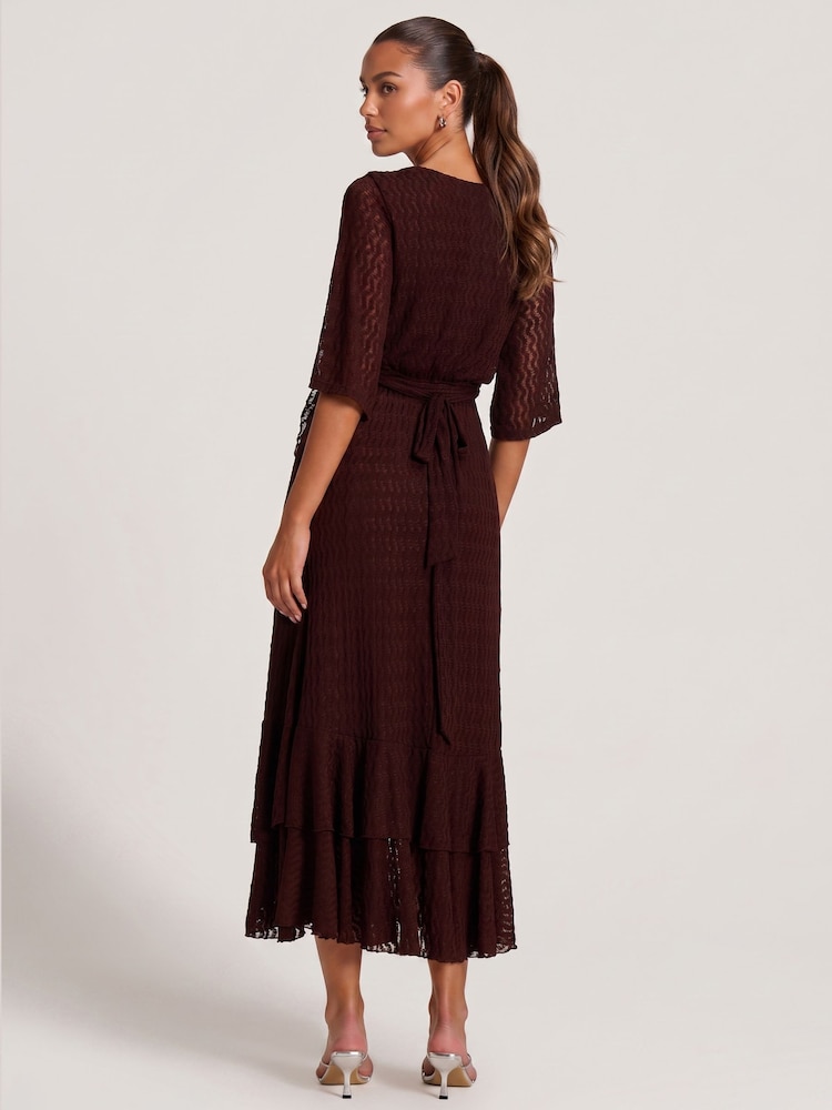 Jolie Moi Brown Ruffle Hem Knitted Maxi Dress - Image 2 of 6 Jolie Moi Brown Ruffle Hem Knitted Maxi Dress - Image 2 of 6
