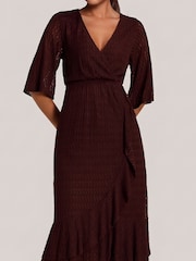 Jolie Moi Brown Ruffle Hem Knitted Maxi Dress - Image 3 of 6
