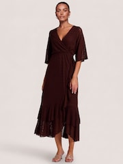 Jolie Moi Brown Ruffle Hem Knitted Maxi Dress - Image 4 of 6