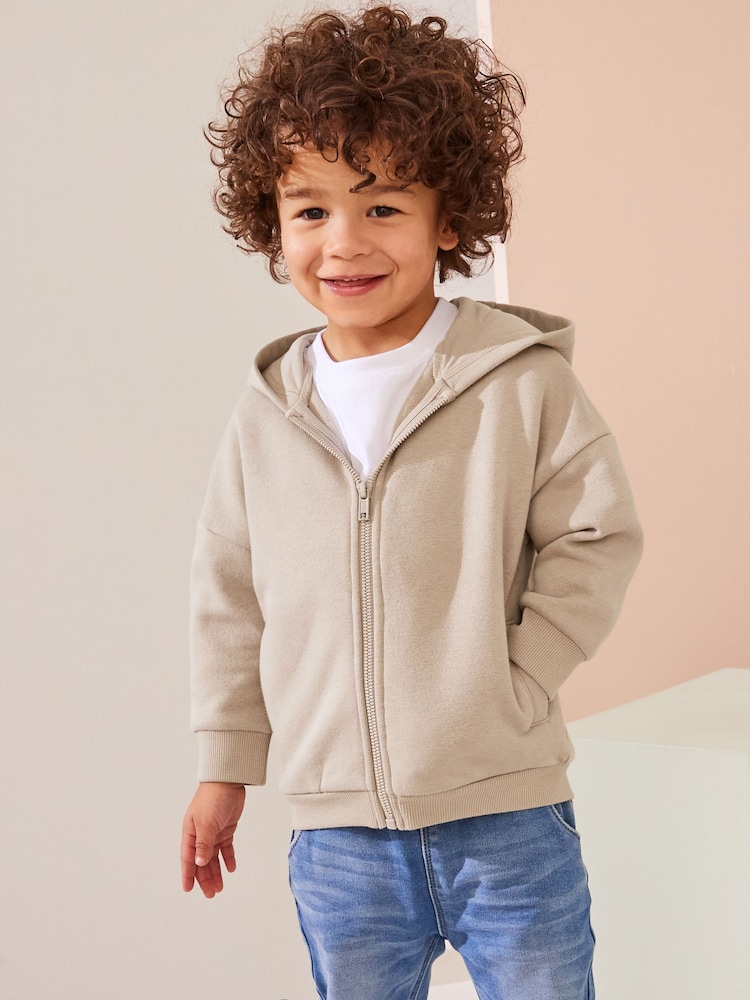 Stone Brown Zip Through Hoodie (3mths-7yrs) - Image 1 of 7