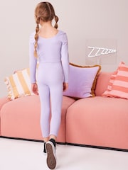 Lilac Purple Ribbed Stretch Top & Leggings Set (7-16yrs) - Image 3 of 8