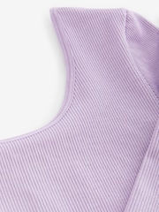 Lilac Purple Ribbed Stretch Top & Leggings Set (7-16yrs) - Image 7 of 8