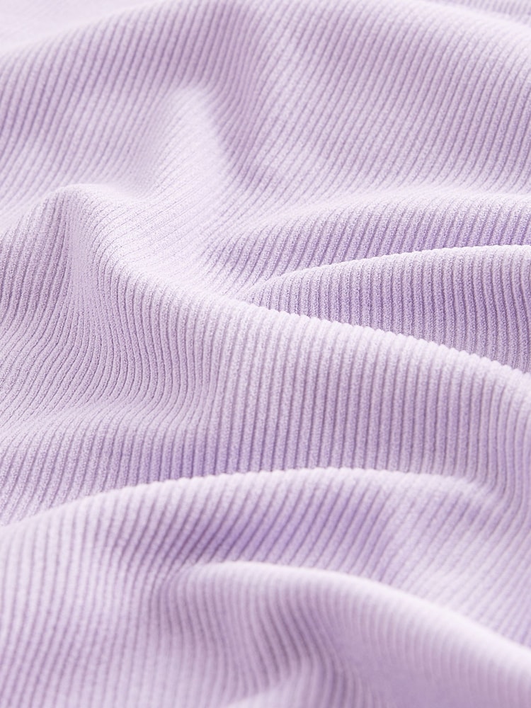 Lilac Purple Ribbed Stretch Top & Leggings Set (7-16yrs) - Image 8 of 8