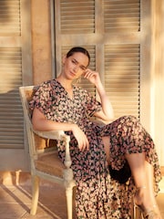 Phase Eight Black Fil Coupé Print Juliette Dress - Image 1 of 8