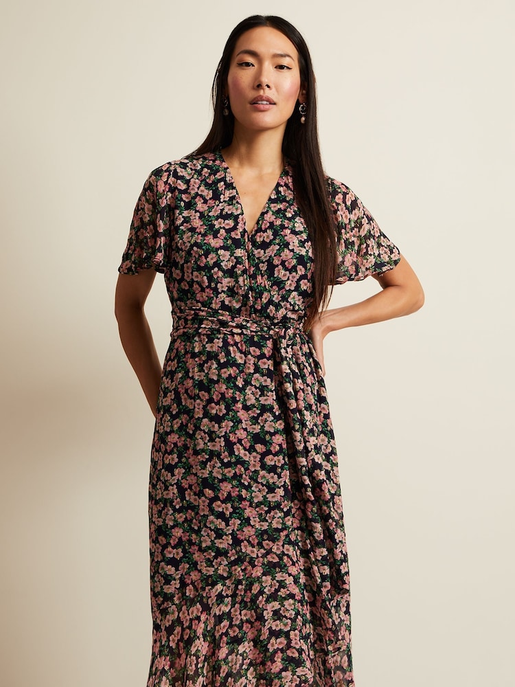 Phase Eight Black Fil Coupé Print Juliette Dress - Image 2 of 8