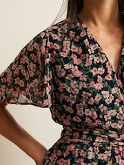 Phase Eight Black Fil Coupé Print Juliette Dress - Image 7 of 8