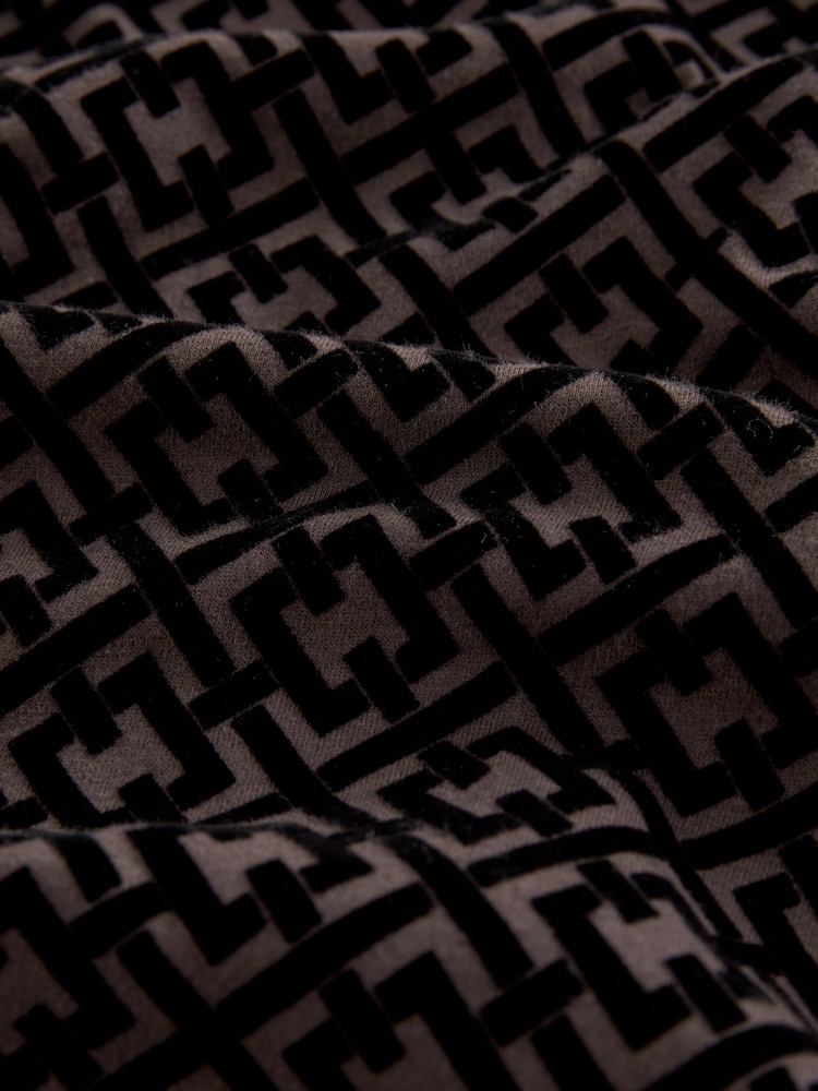 Black Chain Flocked Quarter Zip 100% Cotton Polo Shirt - Image 7 of 7