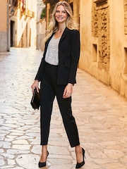 Sosandar Black Satin Detail Tuxedo Trousers - Image 5 of 5