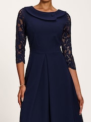 Jolie Moi Lace Sleeve Fit & Flare Midi Dress - Image 3 de 6