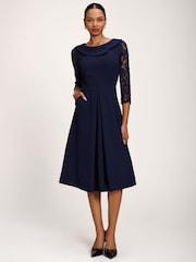 Jolie Moi Lace Sleeve Fit & Flare Midi Dress - Image 5 de 6
