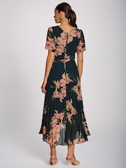Jolie Moi Green Angel Sleeve Pleated Chiffon Maxi Dress - Image 2 of 6