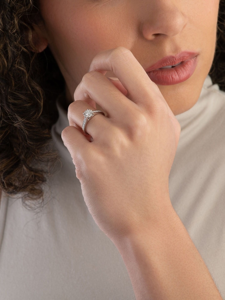 Beaverbrooks 18ct White Gold Diamond Halo Engagement Ring - Image 6 of 6