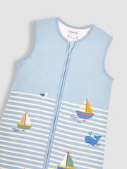 JoJo Maman Bébé Blue Stripe Sailing Boats Appliqué 1.5 Tog Toddler Sleeping Bag - Image 2 of 3