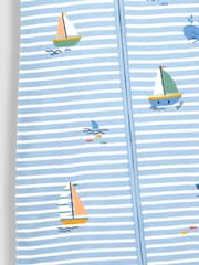 JoJo Maman Bébé Blue Stripe Sailing Boats Appliqué 1.5 Tog Toddler Sleeping Bag - Image 3 of 3