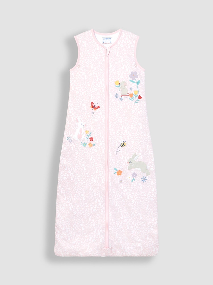 JoJo Maman Bébé Pink Meadow Appliqué 1.5 Tog Toddler Sleeping Bag - Image 1 of 2