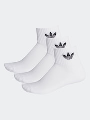 adidas Originals White Mid Cut Ankle Socks 3 Pack - Image 1 of 2