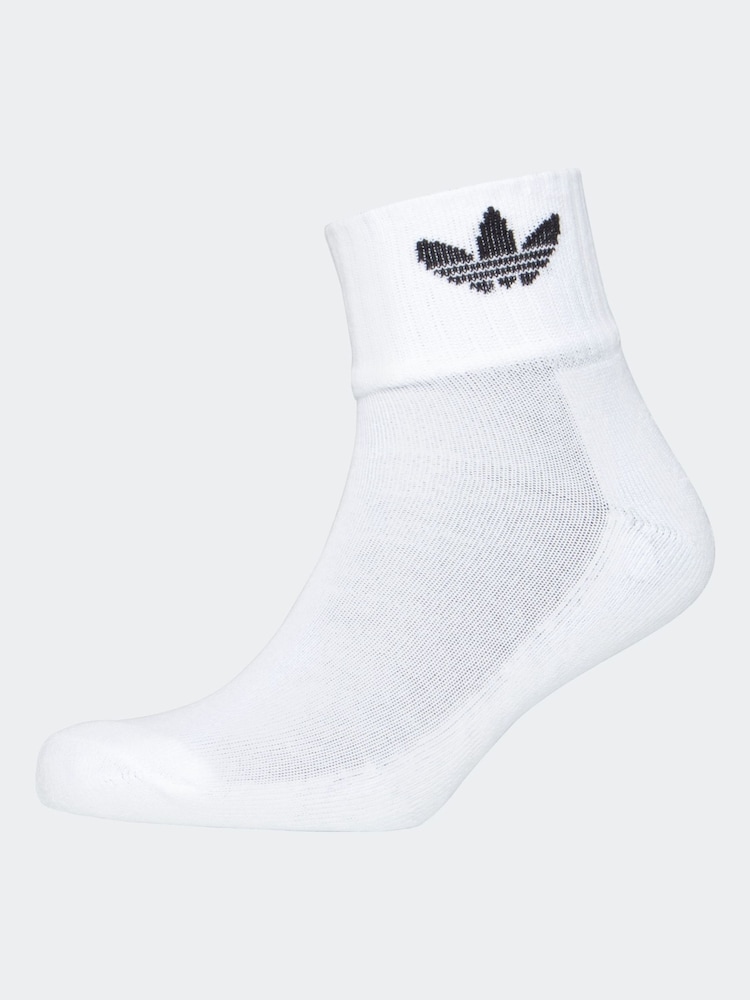 adidas Originals White Mid Cut Ankle Socks 3 Pack - Image 2 of 2