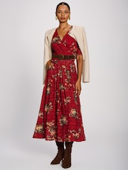 Jolie Moi Red Half Sleeve Print Lace Maxi Dress - Image 5 of 6