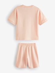 Peach Relax Fit Heavyweight T-Shirt and Shorts Set (3-16yrs) - Image 2 of 3