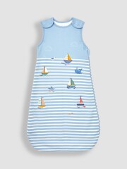 JoJo Maman Bébé Blue Stripe Sailing Boats Appliqué 1.5 Tog Baby Sleeping Bag - Image 2 of 4
