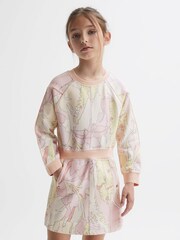 Reiss Pink Print Jona Printed Jersey Dress - Image 1 of 6