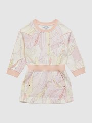 Reiss Pink Print Jona Printed Jersey Dress - Image 2 of 6