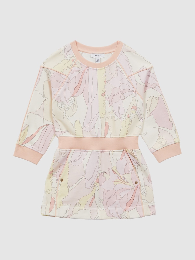 Reiss Pink Print Jona Printed Jersey Dress - Image 2 of 6