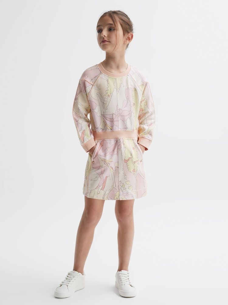 Reiss Pink Print Jona Printed Jersey Dress - Image 3 of 6