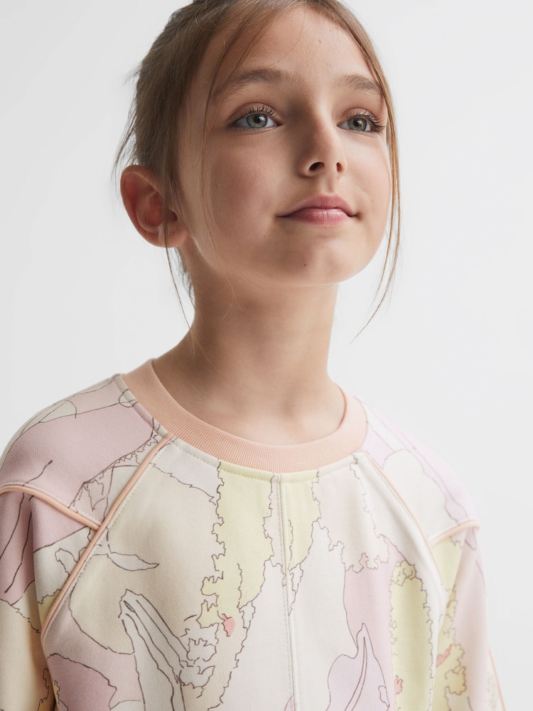 Reiss Pink Print Jona Printed Jersey Dress - Image 4 of 6