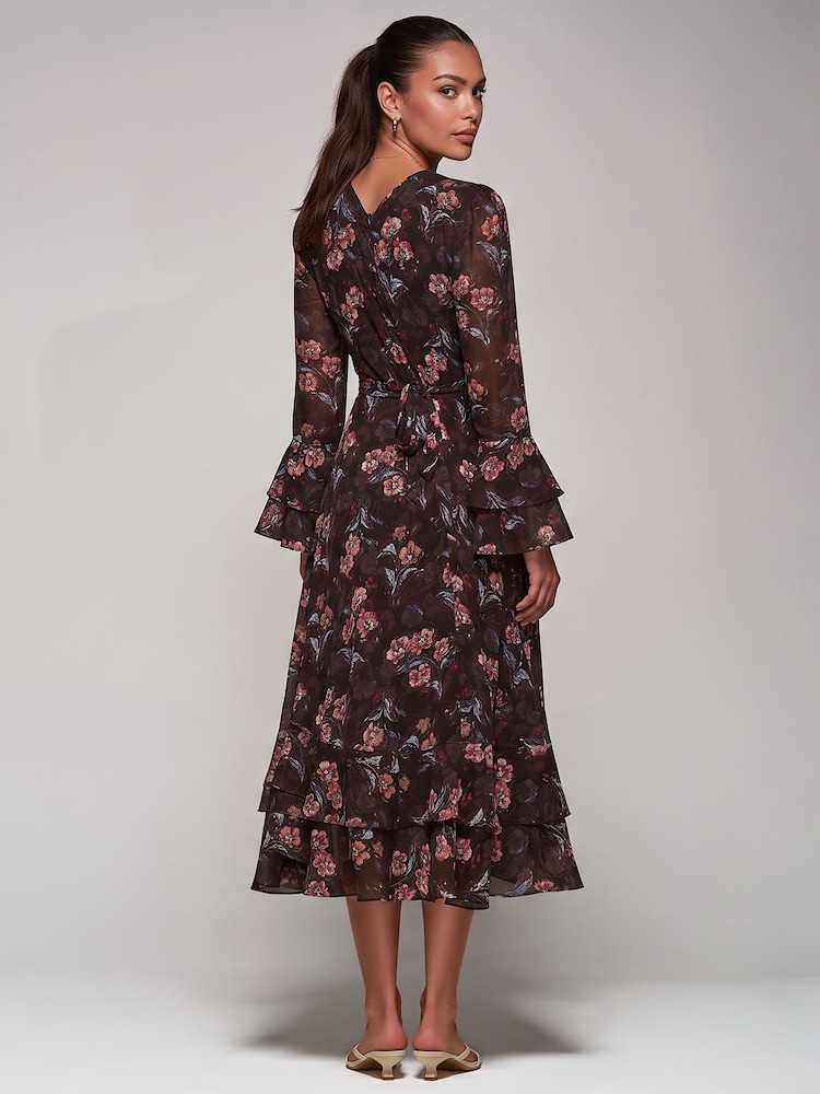 Rochie midaxi Jolie Moi cu imprimeu din șifon și volane - Imaginea 2 din 6 Rochie midaxi Jolie Moi cu imprimeu din șifon și volane - Imaginea 2 din 6