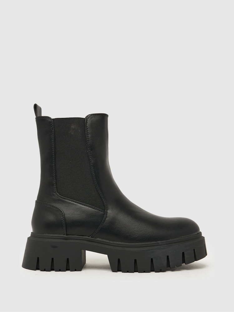 Schuh Amsterdam Chunky Chelsea Black Boots - Image 1 of 4