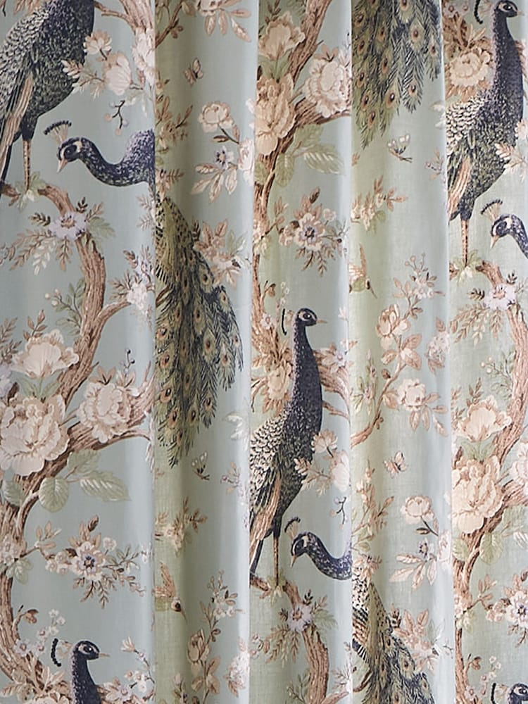 Laura Ashley Duck Egg Belvedere Lined  Eyelet 100% Cotton Curtains - Image 3 of 3