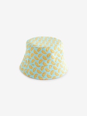 Lemon/Coral Print 100% Cotton Reversible Bucket Hat - Image 3 of 3