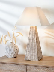 Pacific Lifestyle Natural Seacomb Rattan Pyramid Table Lamp - Image 1 of 6