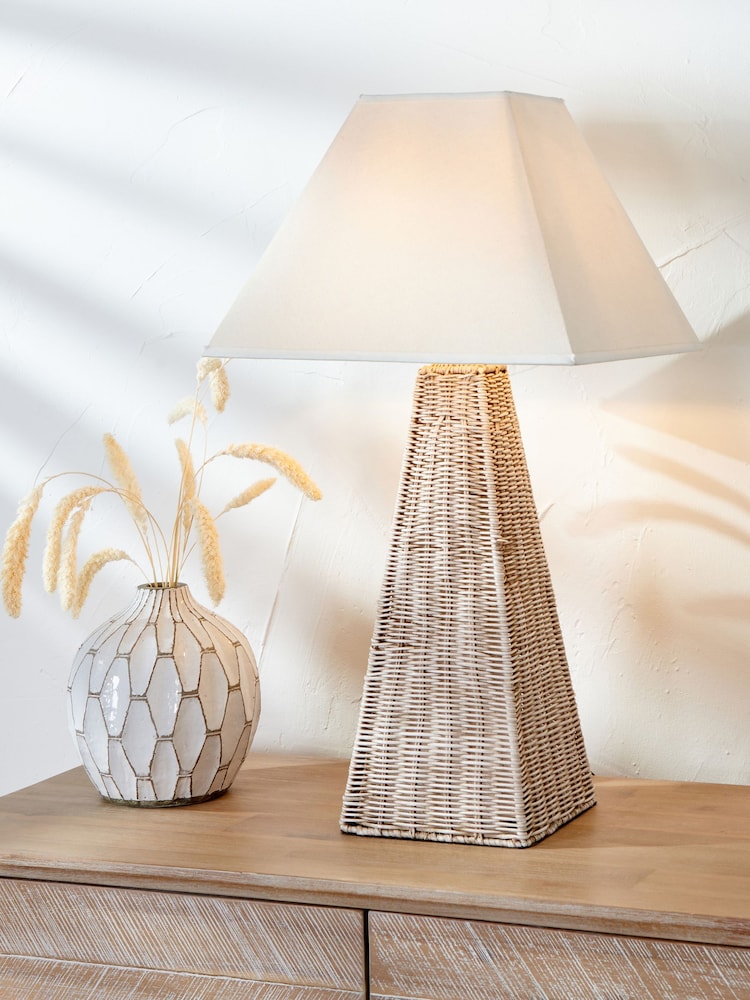 Pacific Lifestyle Natural Seacomb Rattan Pyramid Table Lamp - Image 1 of 6
