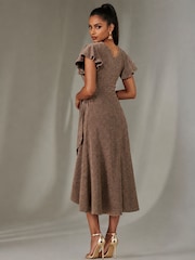 Jolie Moi Gold Metallic Angel Sleeve Maxi Dress - Image 2 of 6